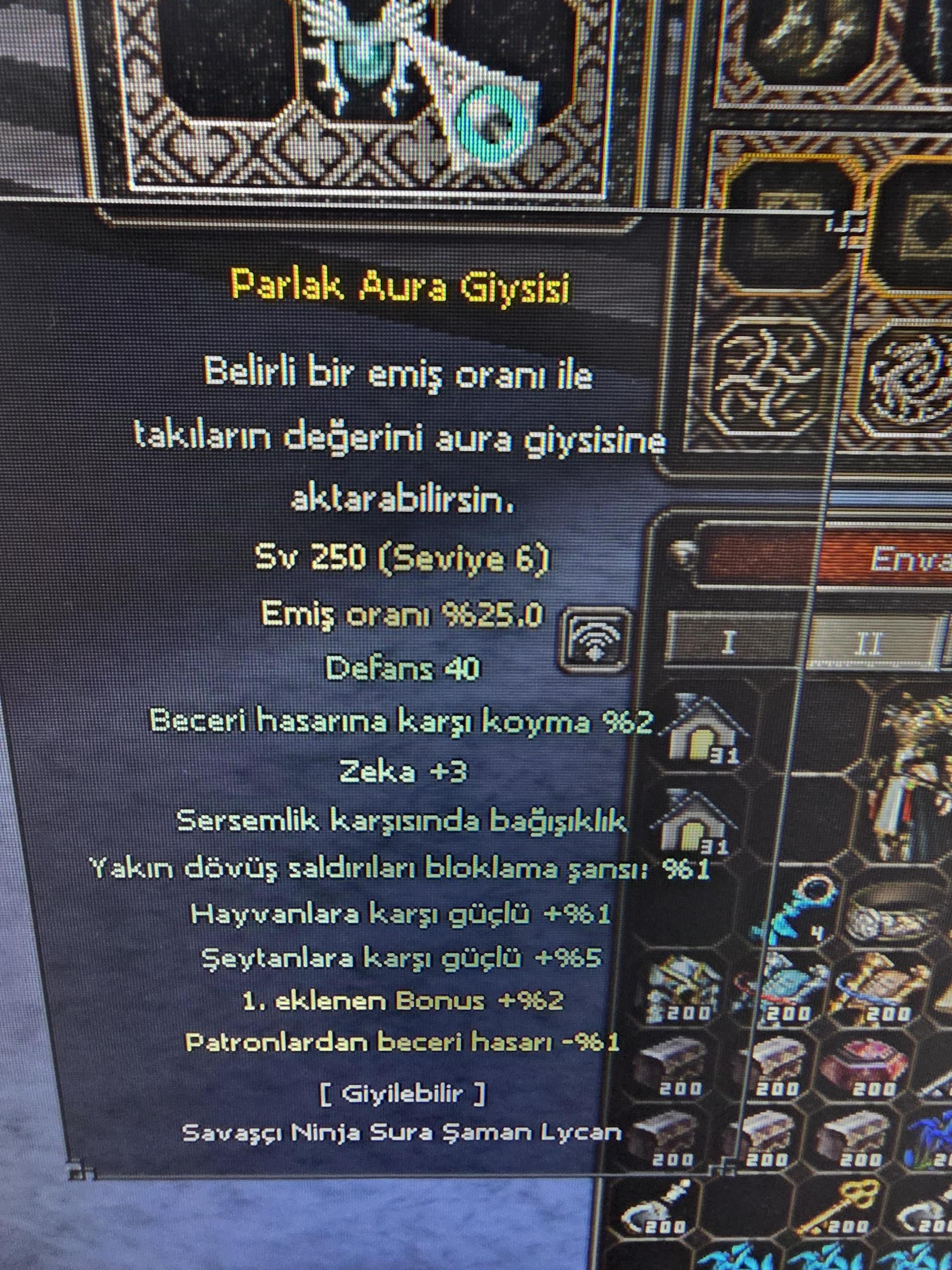 OYUN SONU İTEMLER SATILIK