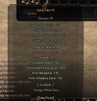 +9 ZEHİR KILICI PVMLİ