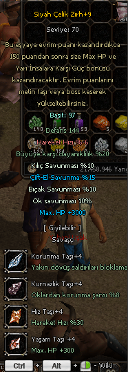 +9 siyah çelik efsunlu
