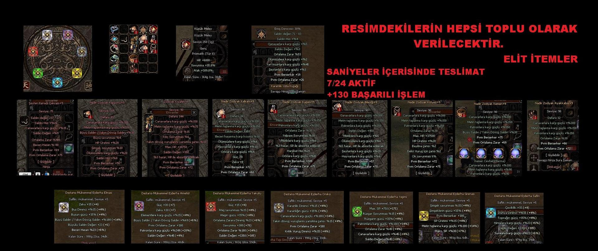 Hasar Uçuran İtemler Kaçırma KOMPLE SET verilecek. Her şey Dahil.