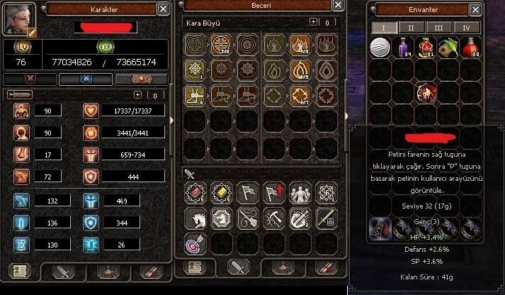 76 LWL KARABÜYÜ ITEMLI HESAP