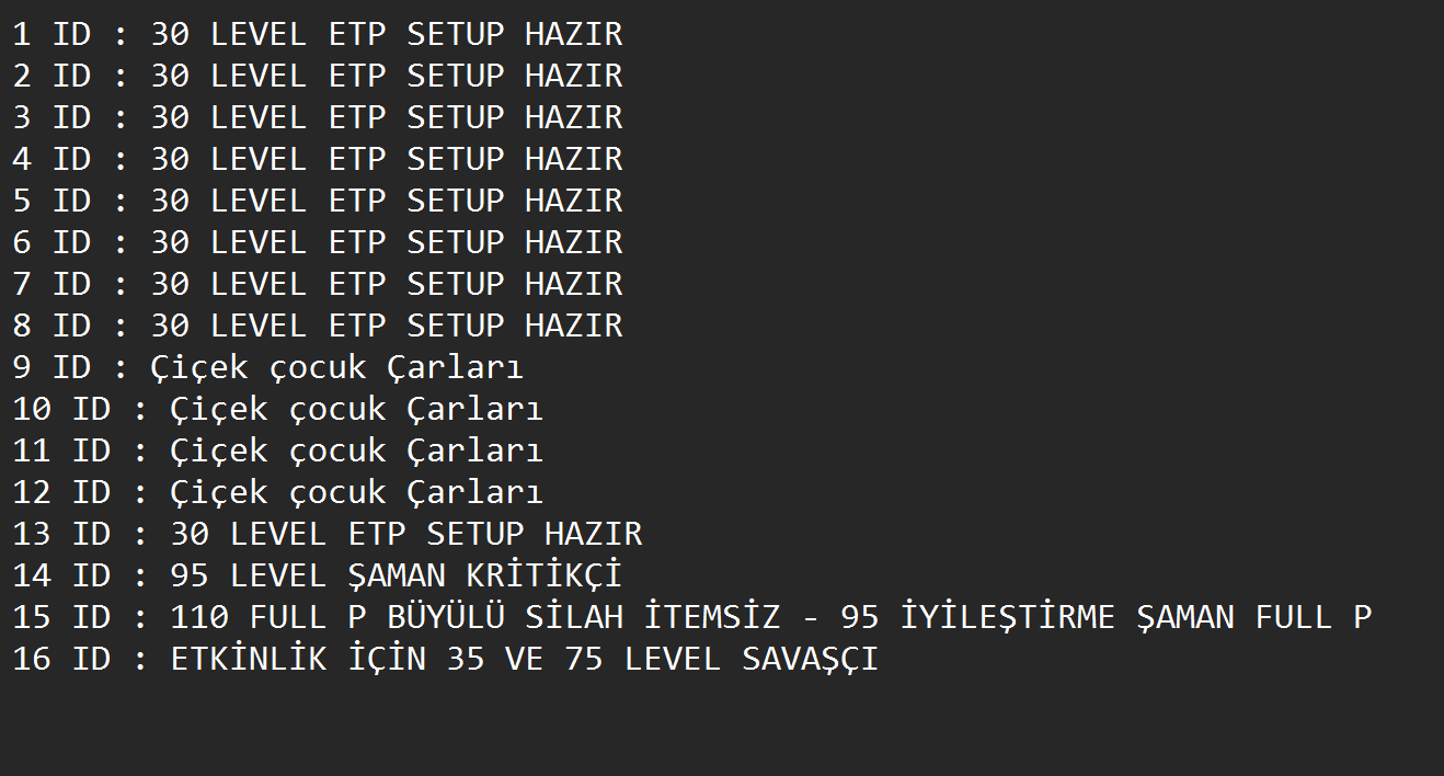 16 ID 110 BÜYÜLÜ SİLAH SURA VE DİĞERLERİ.