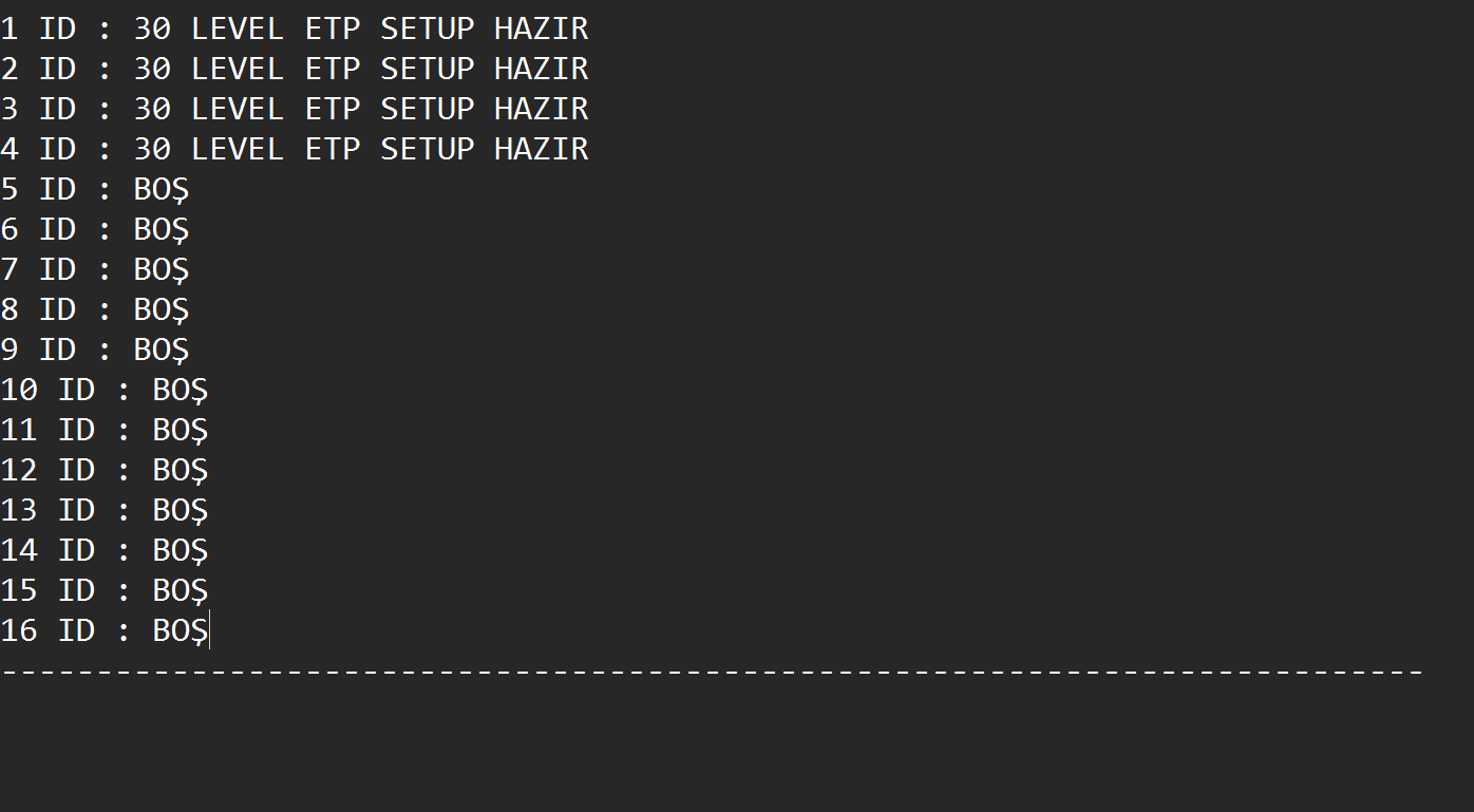 16 ID HAZIR SIRALI IDLER.
