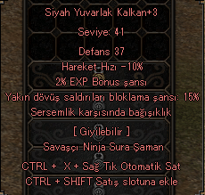 Elit Siyah Yuvarlak Kalkan Hazır