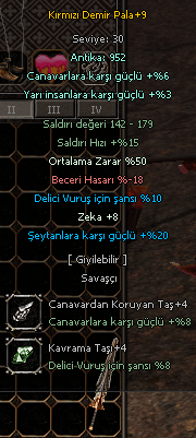 50 Ort 10 Delici 20 Şeytan,  Antika evrimli +9 KDP