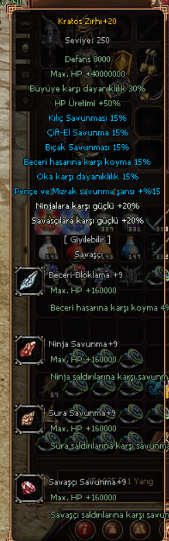 FULLL+ FULL WS LİK SAVAŞÇI 4X TAŞLI +20 SİLAH VE PALALI