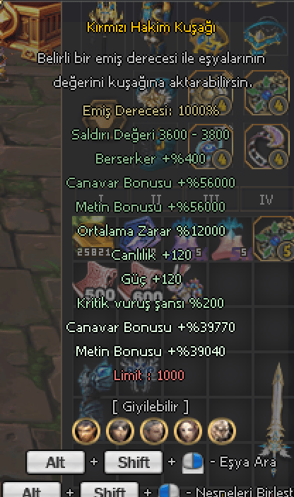1000 emiş 12k ort kuşak ELİT