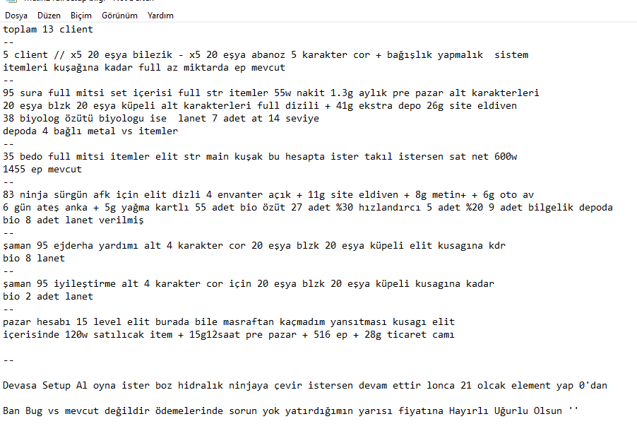 Full Setup 12 Client Gırtlak dolusu