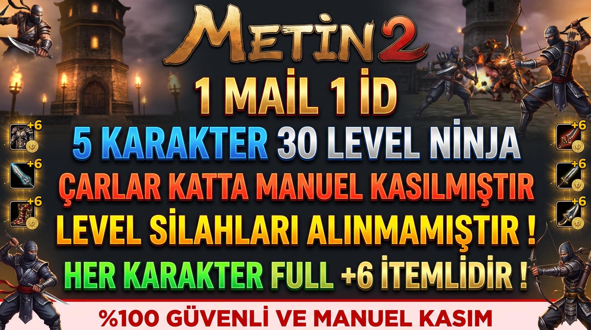 🌟 5 ADET 30 LEVEL NİNJA | 5M YANG & FULL +6 İTEMLİ | ETP HESAPLARI 🌟