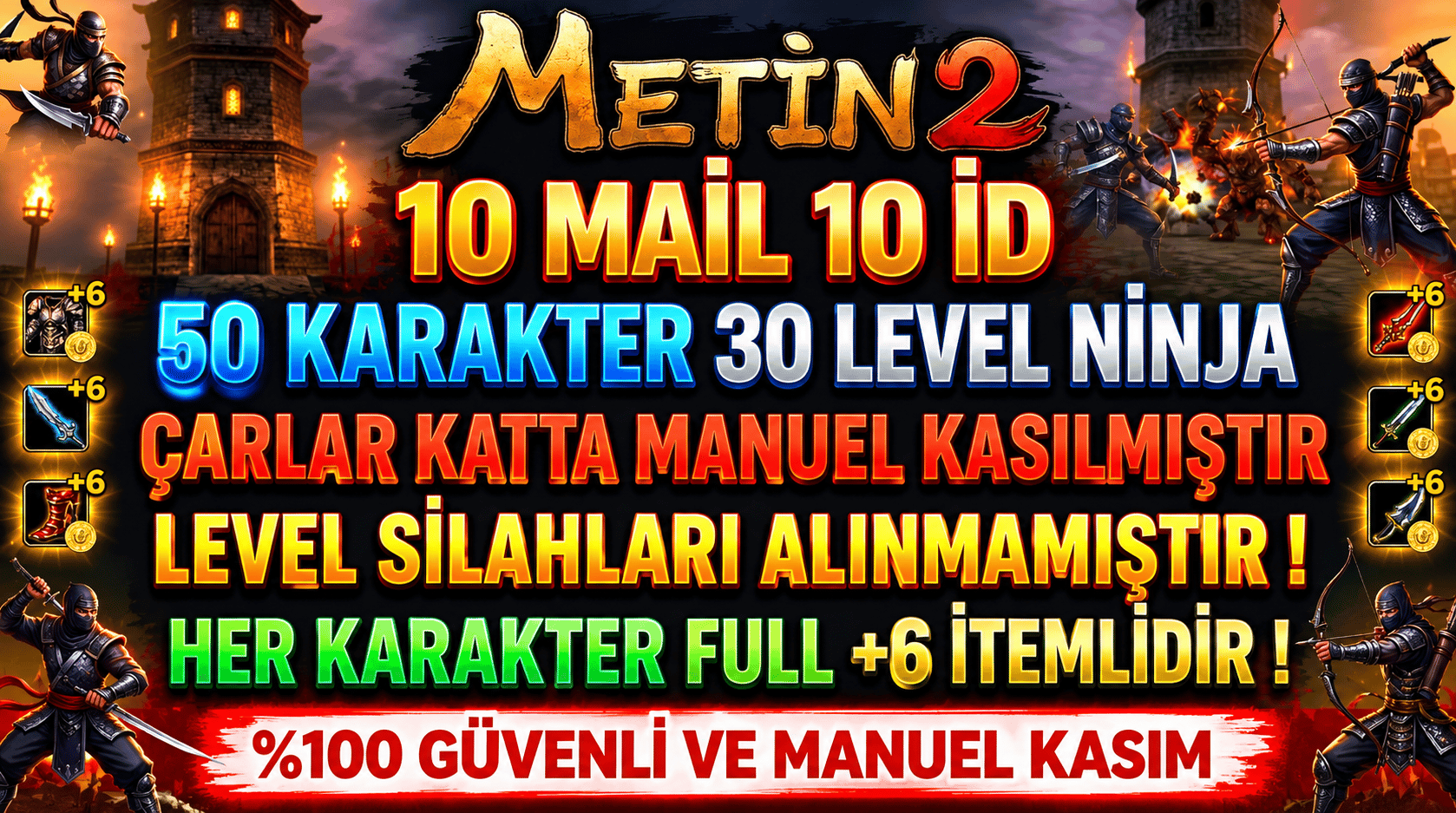 🌟 50 ADET 30 LEVEL NİNJA | 5M YANG & FULL +6 İTEMLİ | ETP HESAPLARI 🌟