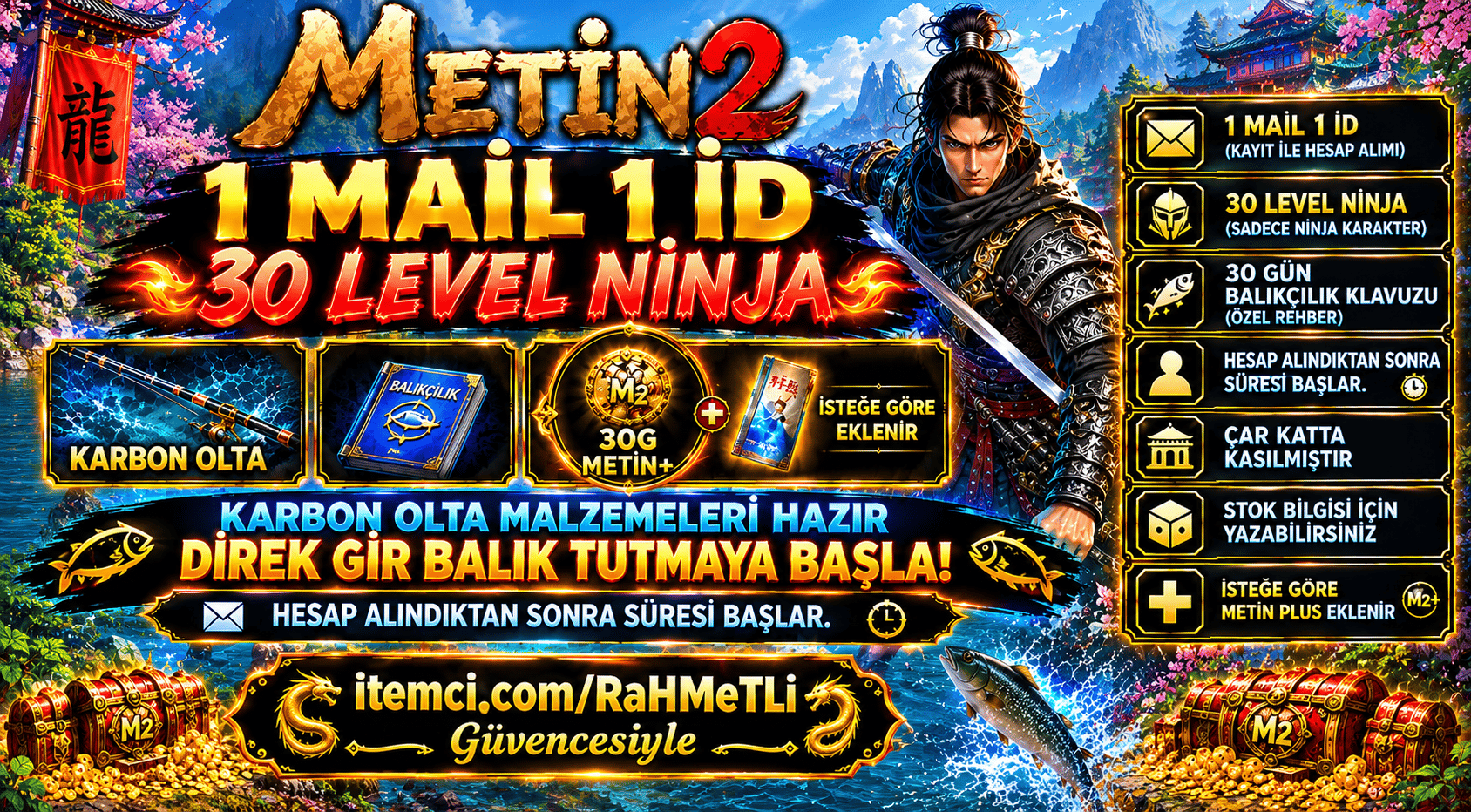 🌟 1 ADET 30 LEVEL NİNJA | 5M YANG & BALIK HESABI 🌟