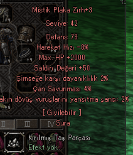 2000 HP 50 STR SURA 42 LVL ZIRHI 5 EFSUN