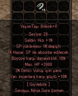 2000 HP 10 YARI 15 BÜYÜ 2 DELİCİ 1 SP ABS BİLEZİK ST