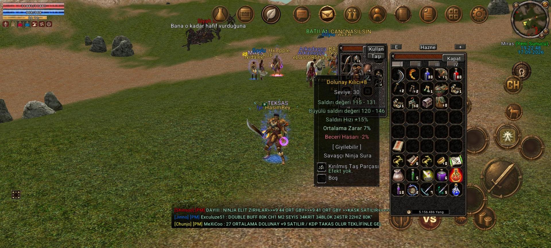 32 lvl savaşçı 5 m küsur Yang ile