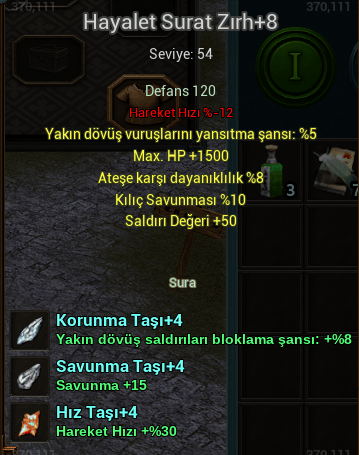 +8 54lük sura zırhı hp str kılıç +4 taşlı