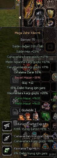 MEGA ZEHİR KILICI 51 ORT 12 GÜÇ 15 DELİCİ PAZARLIK OLUR