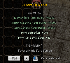 +200 ELEMENT TILSIMI SATILIR 440 TL AKTİFİM