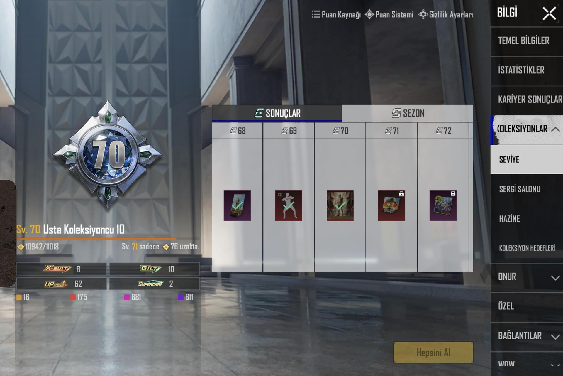 70 koleksin nadirli hesap