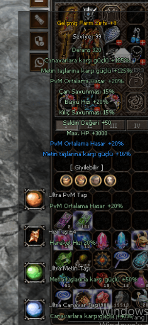+9 FUL TAŞ GELİŞMİŞ FARM ZIRH