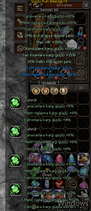 +9 GÜÇLÜ FARM BİLEKLIK GERİ KALAN +4 GÜÇLÜ RUH SET 7 PARÇA