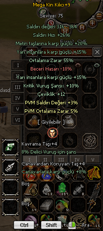 +9 Mega KİN 55 ort 12 cev 10 kritik 15 yarı