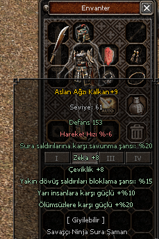 +9 ASLAN AĞZI KALKAN ŞEYTAN KULELİK