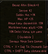 15 ateş - 10 delici - 20 mistik bilezik