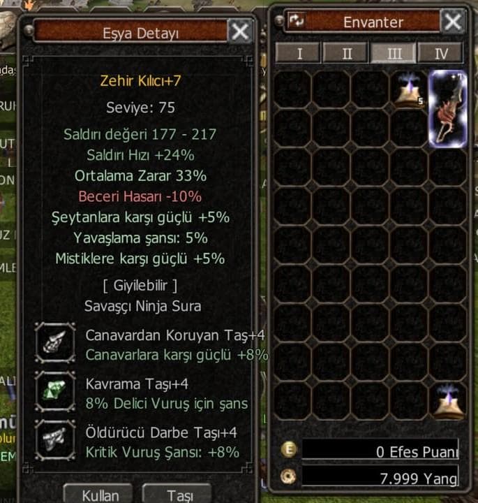 78 LVL HAVA P ZEHİR +7Lİ İTEMLİ ÇAR