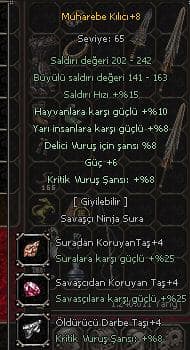 +8 Muharrebe kılıcı Güç 6 delici 8 krit 8 yarı 8