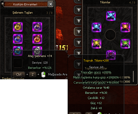 +200 Tılsım Set ve +50 Şebnem Set Berserker şebnemi +74