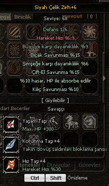 +6 Siyah Çelik Zırh Satılır