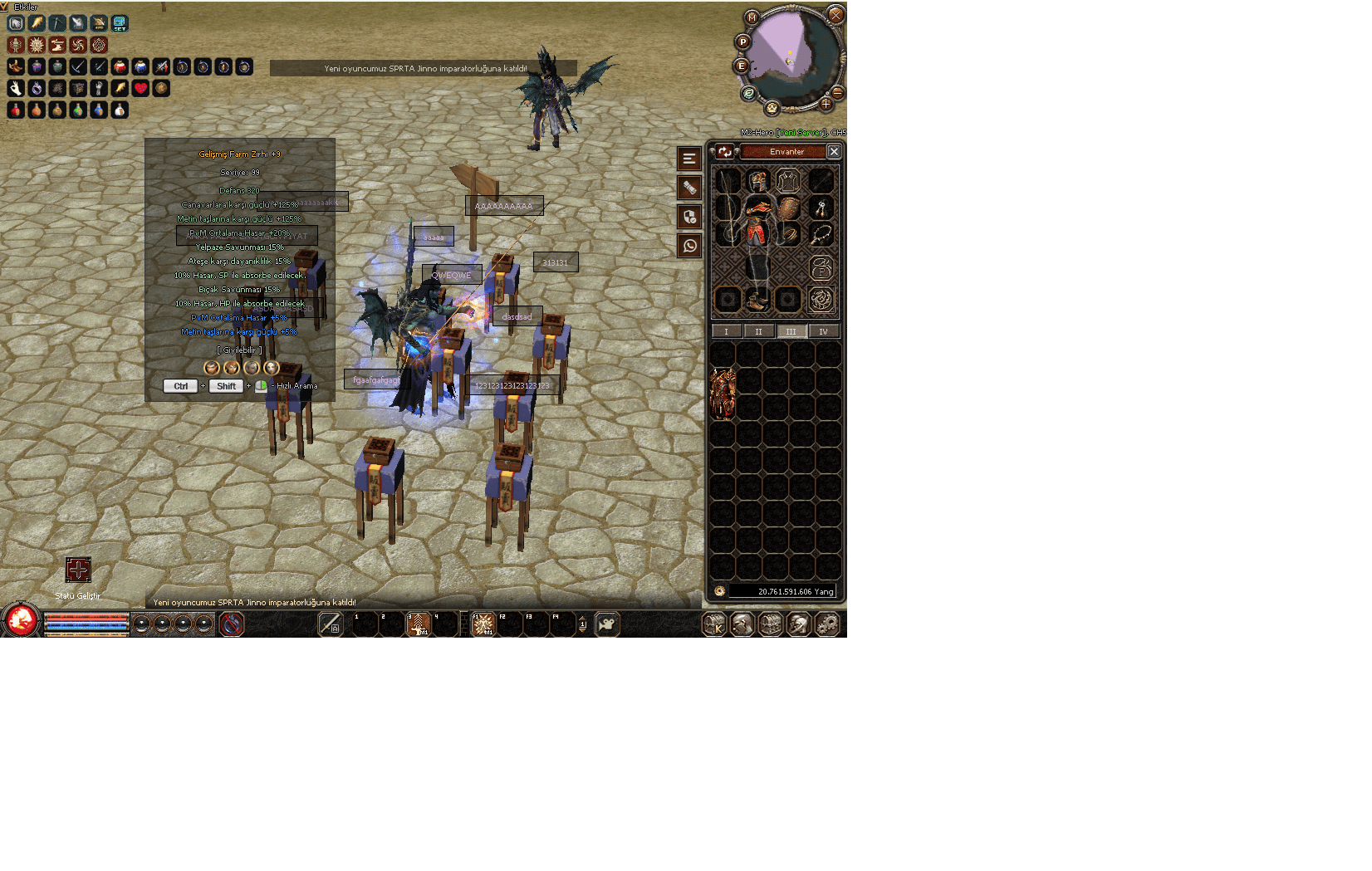 +9 GELİŞMİŞ FARM ZIRHI 125 METİN CANAVAR 20 PVM ORTALAMA HEMEN TESLİM