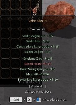 +9 ZEHİR KILICI 138 ORT