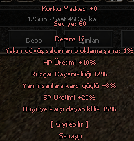 8 15 KORKU MASKESİ, HEMEN TESLİM ÇEK HAYIRLI OLSUN AKTİFİM