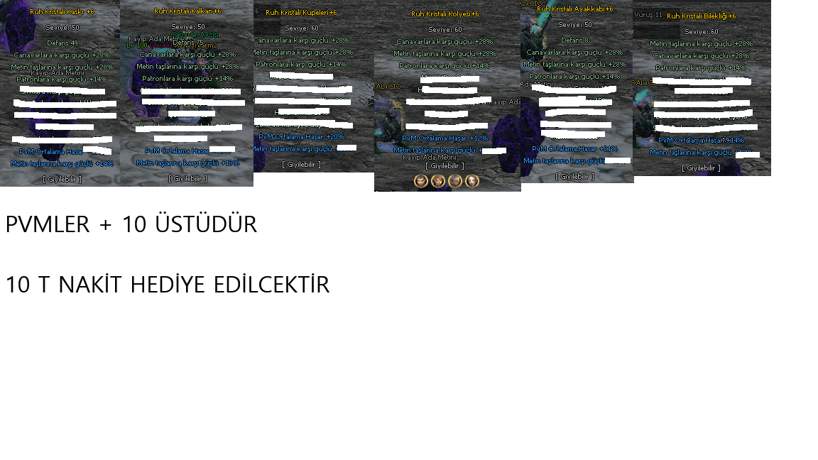 RUH İTEMLERİ + 10 T