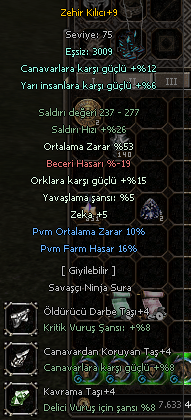 +9 ZEHİR KILICI