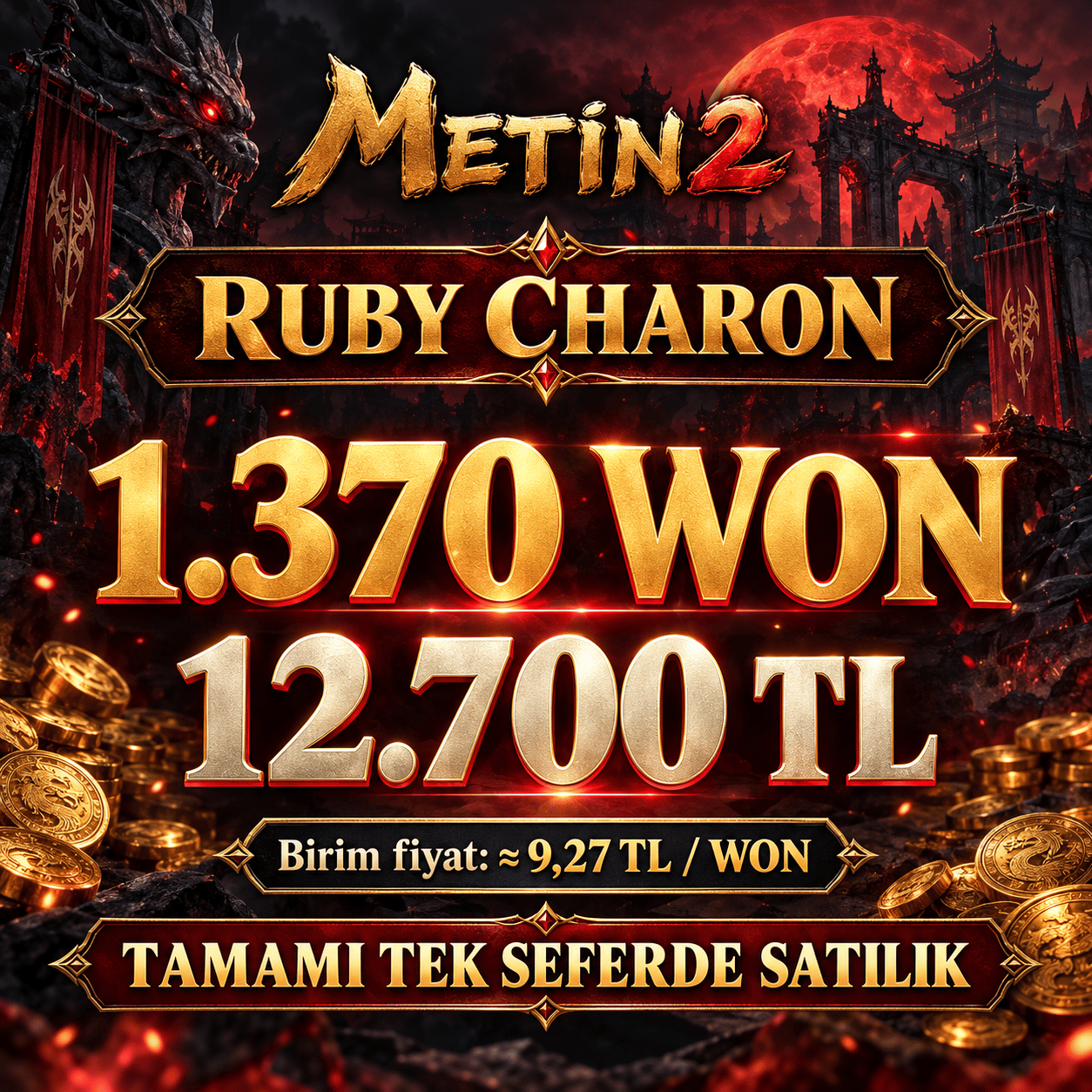 Ruby Charon 1370 Won | Won Başı 9,27 TL | EN UCUZ | ANINDA TESLİM!