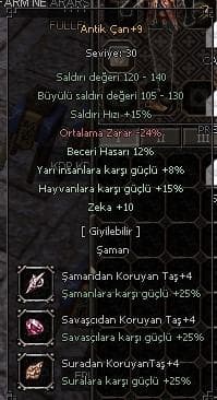 +9 ANTİK ÇAN ELİT 12 BEC 8 YARI 10 ZEKA +4 TAŞ