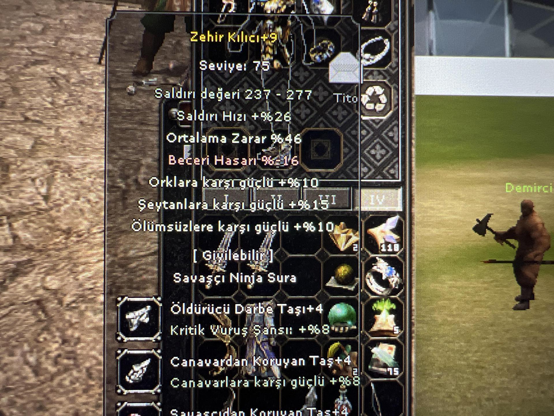 +9 Zehir kılıcı 46 ort