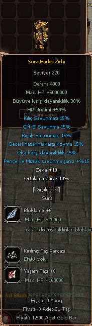 250 LEVEL PETLİ SURA ZIRH HEDİYELİ
