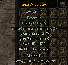 1500 HP 20 EXP AYAKKABI KAÇMAZ