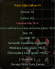 +9 ASLAN AĞZI KALKAN BOSSLUK