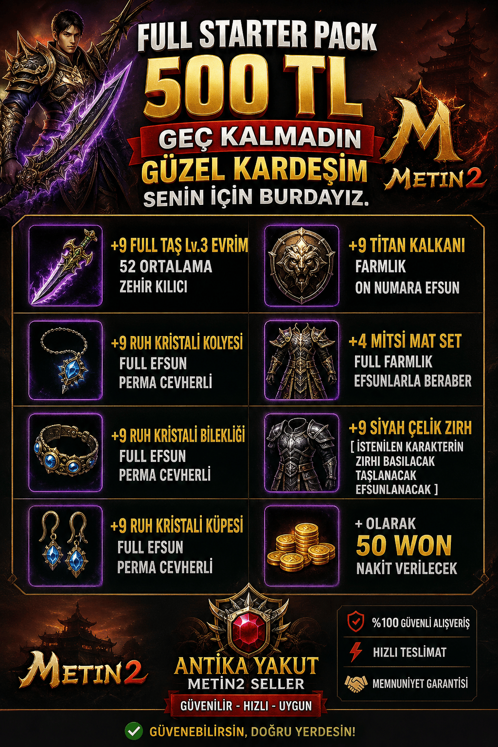 FULL STARTER PACK 500 TL AÇIKLAMA OKU KAÇIRMA OYUNA HIZLI GİRİŞ YAP