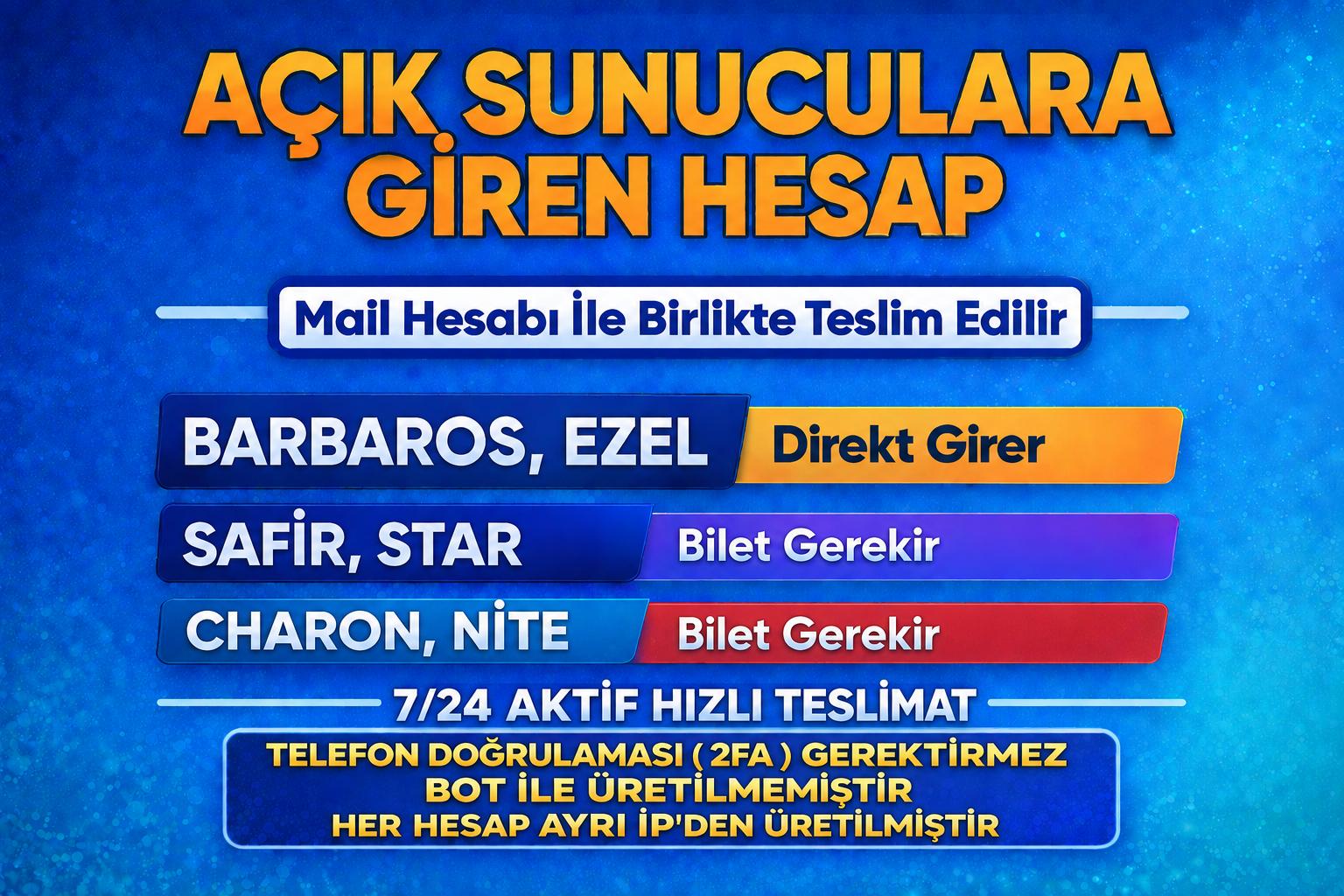 [ 1 MAİL - x25 ID ] Safir Giren Hesap - Mail Hesabı ile Teslim