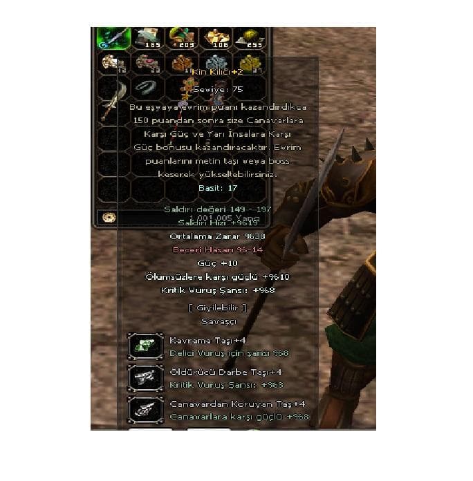 38 ORT KİN 10 GÜÇ 10 ÖLÜMSÜZ 8 KRİTİK