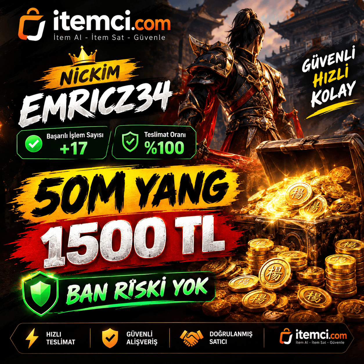 50M 1500TL ANINDA TESLİM BAN RİSKSİZ