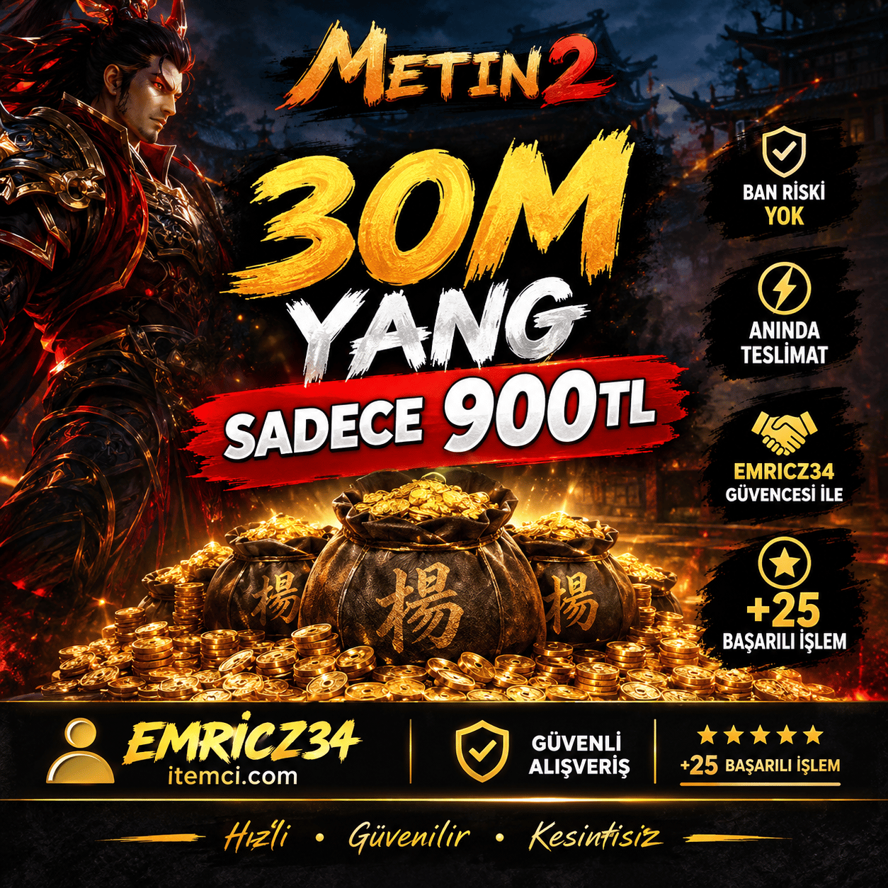 30M YANG 900TL ÇEK BAN RİSKSİZ