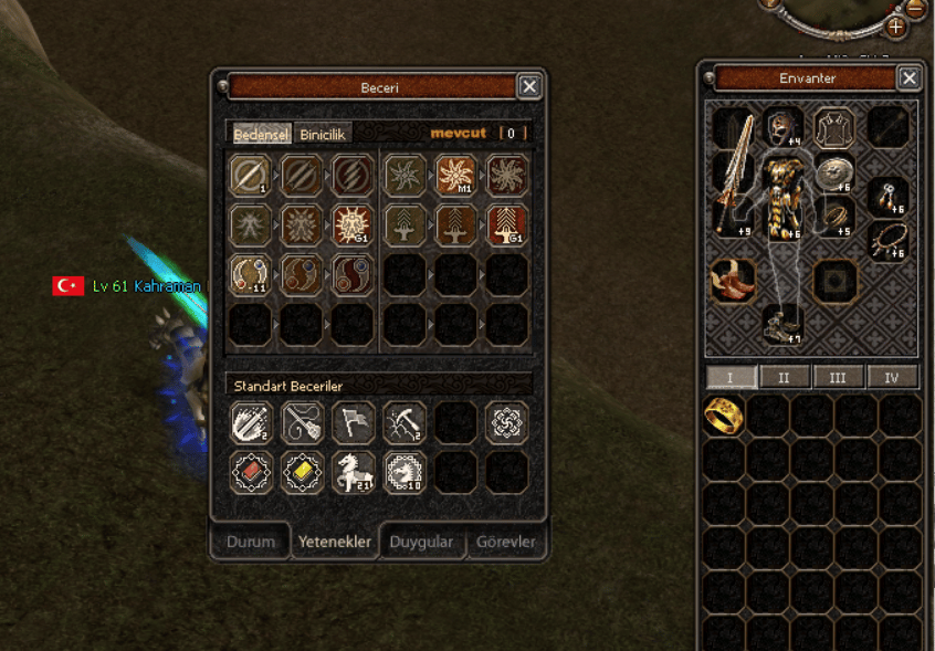 İTEMLİ ORMANLIK 61 LVL BEDENSEL HAVA/ÖFKE G1 AT 21 LVL ASKER BİYO BUZ