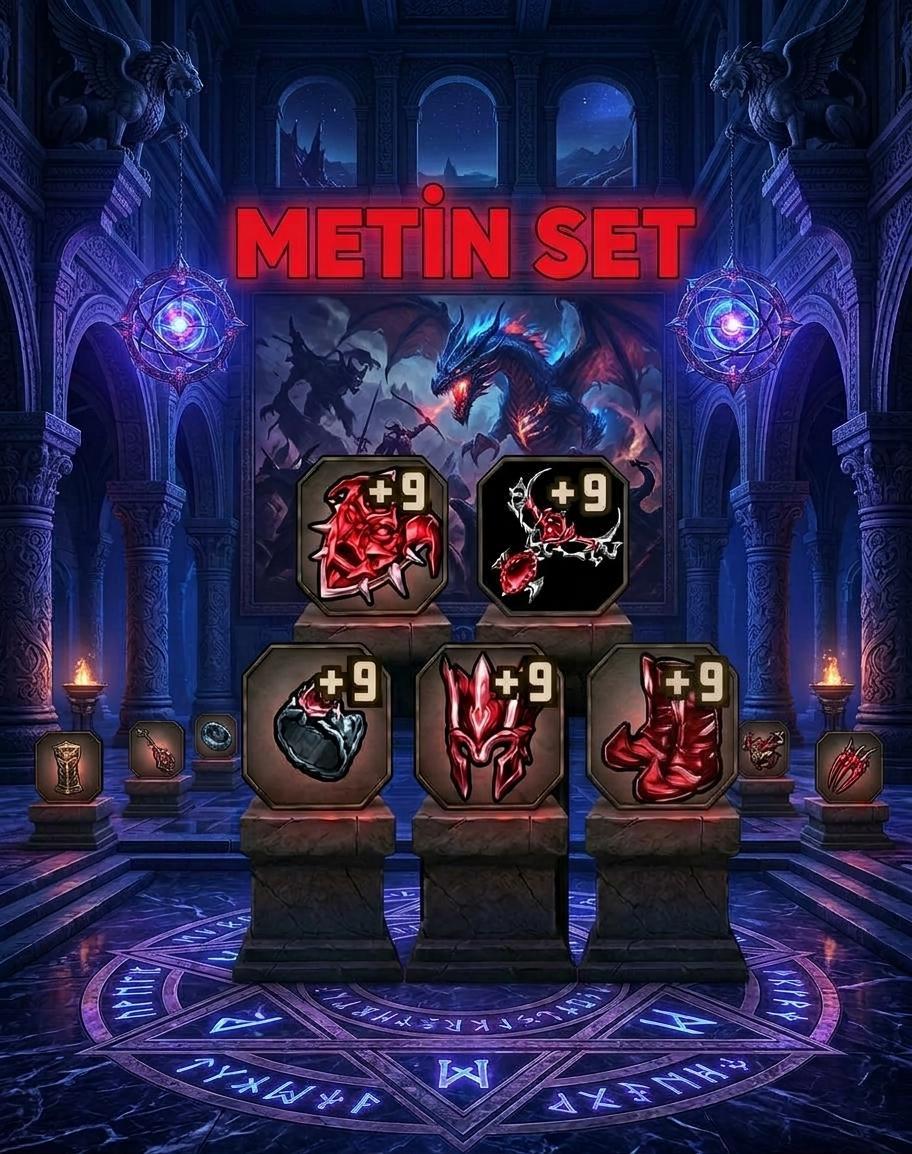 +9 METIN SET KÜPE HARİÇ 5 PARÇA
