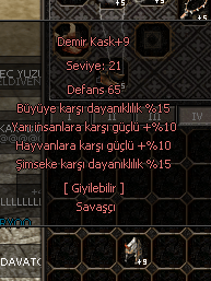 10 YARI 15 BÜYÜ +9 DEMİR KASK